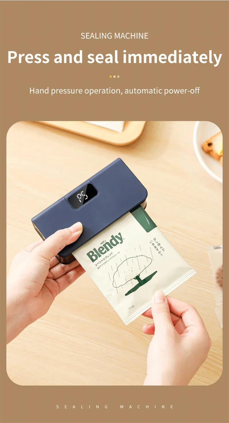 Plastic Bag Sealer Mini Heat Bag Sealing Machine Rechargeable Handheld Food Packaging Heat Sealer Thermal Bags Sealing Machine