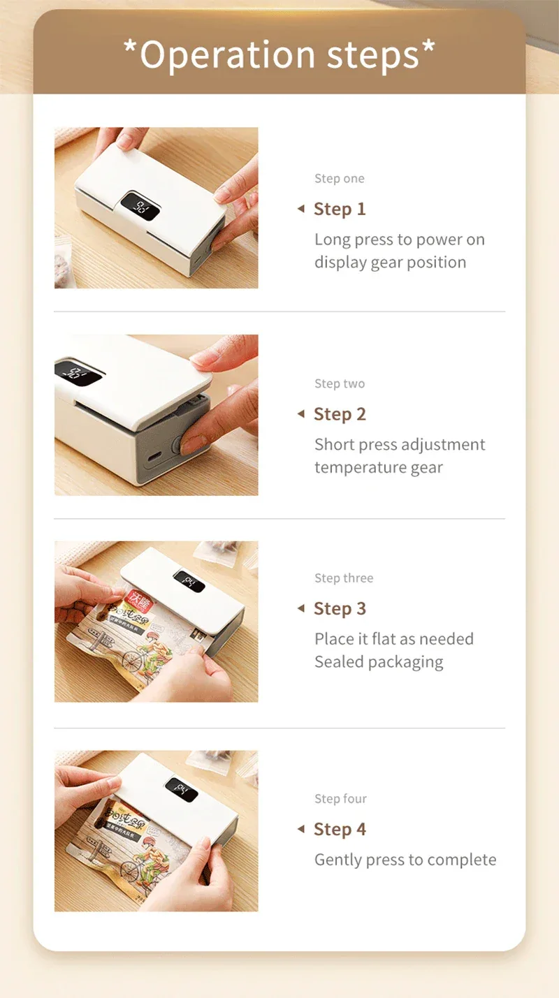 Plastic Bag Sealer Mini Heat Bag Sealing Machine Rechargeable Handheld Food Packaging Heat Sealer Thermal Bags Sealing Machine