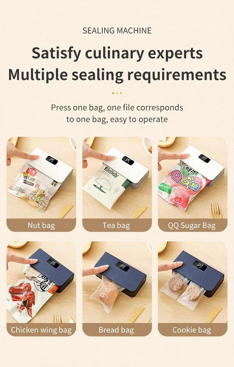 Plastic Bag Sealer Mini Heat Bag Sealing Machine Rechargeable Handheld Food Packaging Heat Sealer Thermal Bags Sealing Machine
