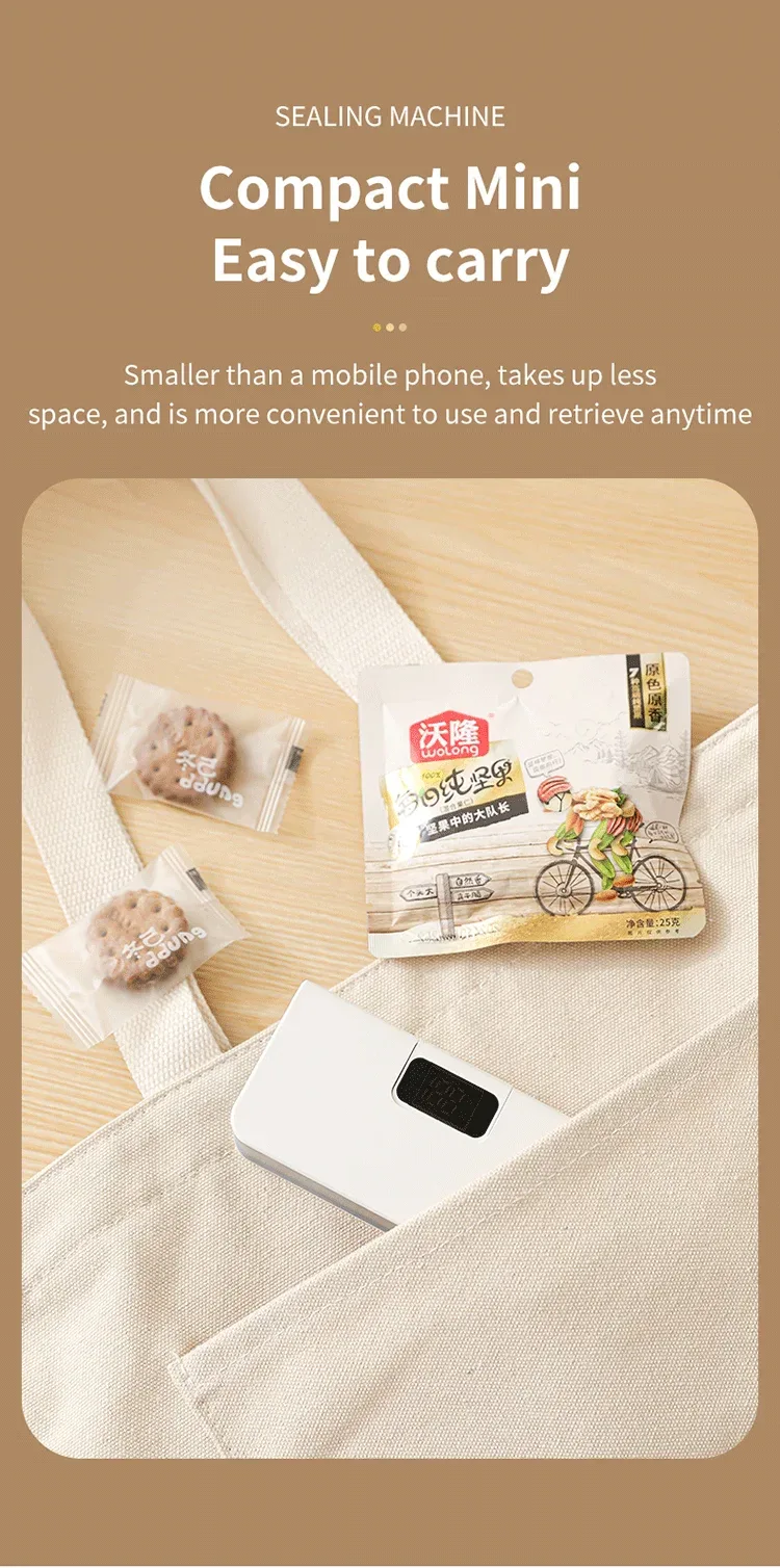 Plastic Bag Sealer Mini Heat Bag Sealing Machine Rechargeable Handheld Food Packaging Heat Sealer Thermal Bags Sealing Machine