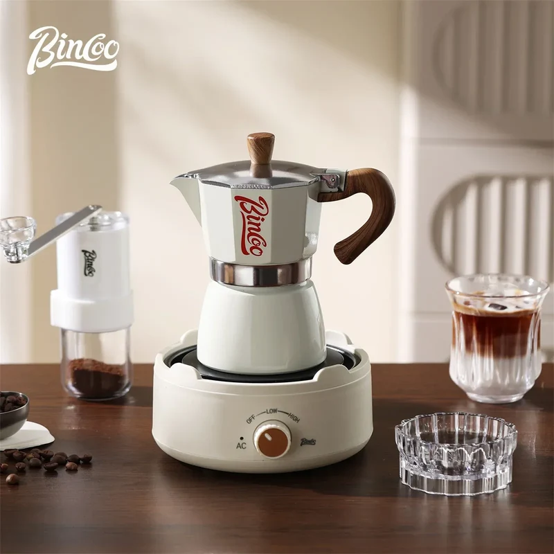 Bincoo Moka Pot and Electric Stove Combo Espresso Maker Compact Design for Small Spaces for Rich Italian Style Coffee Brewing
