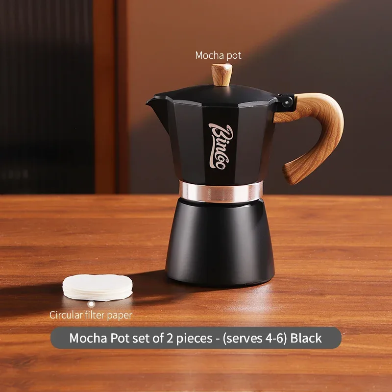 Bincoo Moka Pot and Electric Stove Combo Espresso Maker Compact Design for Small Spaces for Rich Italian Style Coffee Brewing