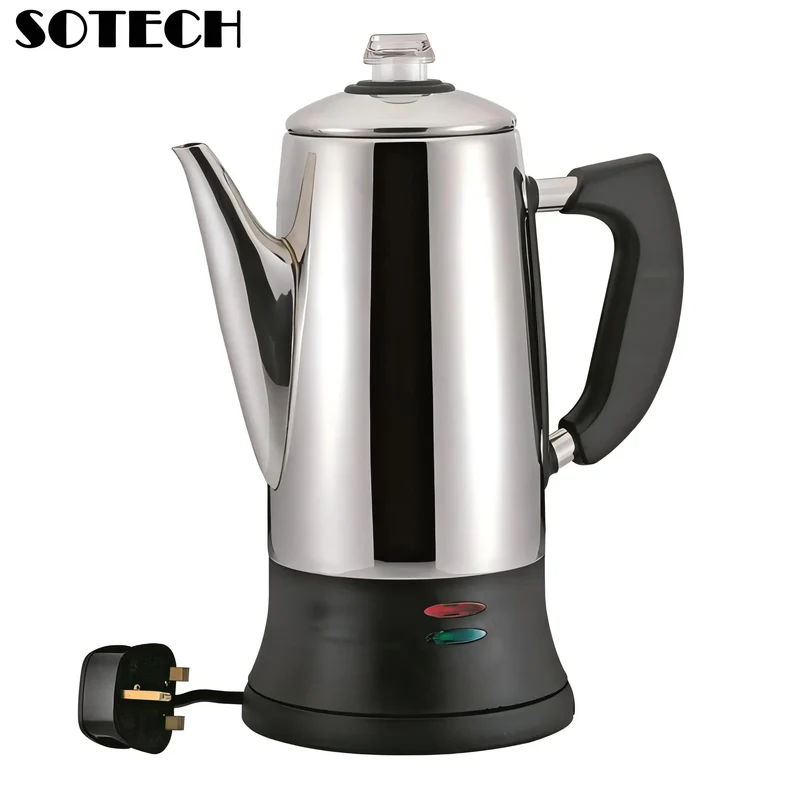 Stainless Steel Electric Coffee Percolator 110v 220v Coffee Maker Pot Cafe Maker Coffee Tools Gift for Coffee Lovers 12Cups