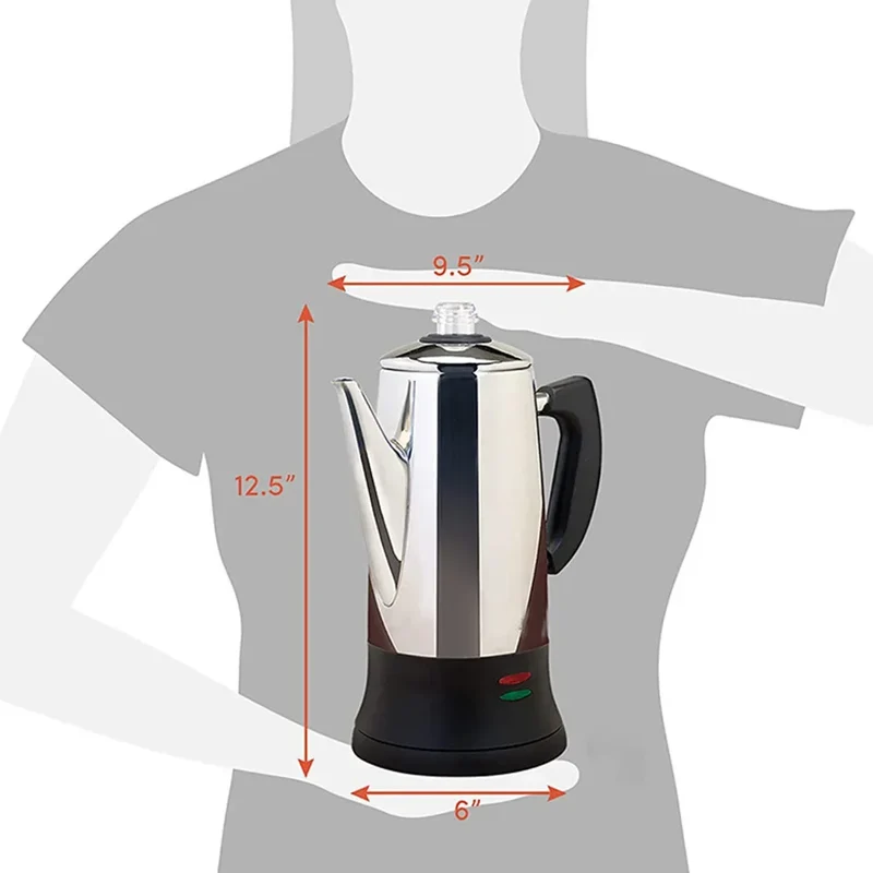 Stainless Steel Electric Coffee Percolator 110v 220v Coffee Maker Pot Cafe Maker Coffee Tools Gift for Coffee Lovers 12Cups
