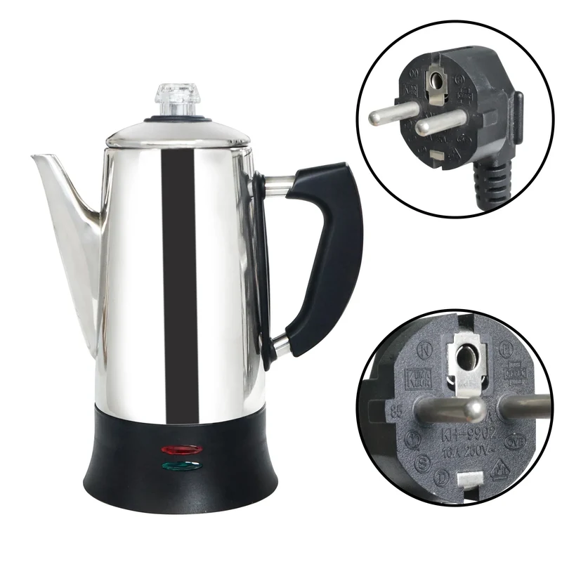 Stainless Steel Electric Coffee Percolator 110v 220v Coffee Maker Pot Cafe Maker Coffee Tools Gift for Coffee Lovers 12Cups