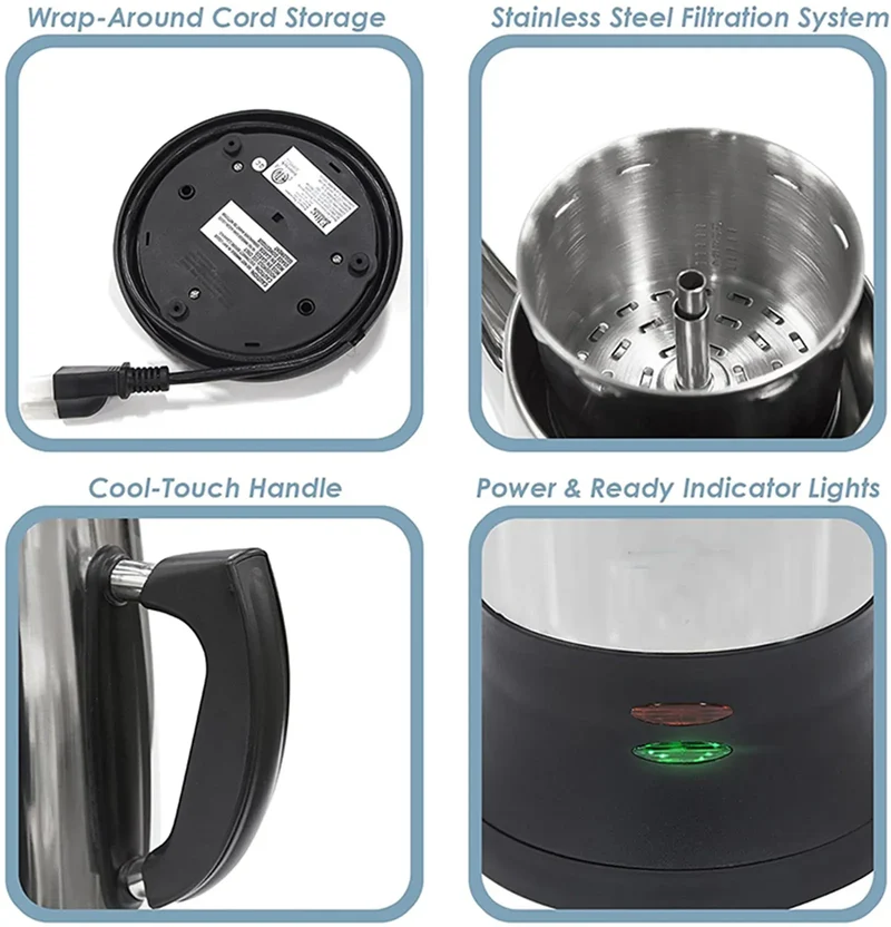 Stainless Steel Electric Coffee Percolator 110v 220v Coffee Maker Pot Cafe Maker Coffee Tools Gift for Coffee Lovers 12Cups
