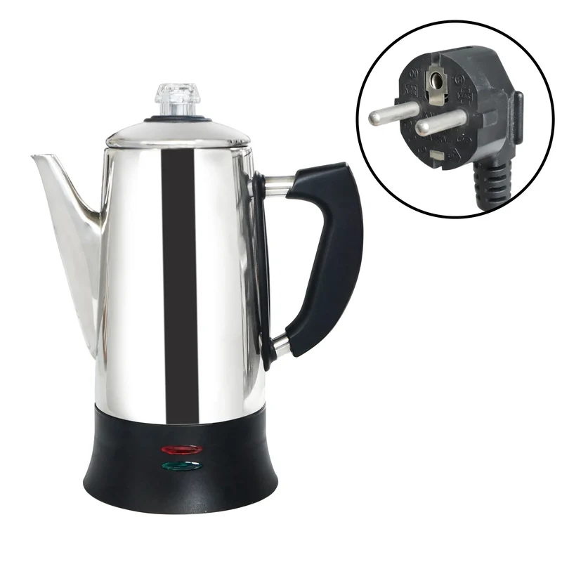 Stainless Steel Electric Coffee Percolator 110v 220v Coffee Maker Pot Cafe Maker Coffee Tools Gift for Coffee Lovers 12Cups