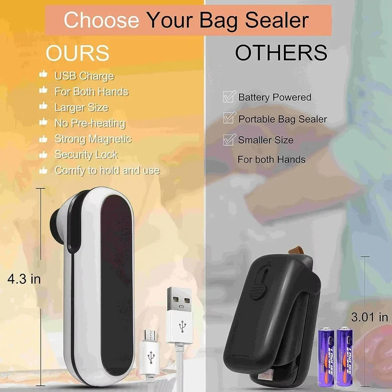 Rechargable USB 2 In 1 Bag Mini Heat Sealer Storage Bag Plastic Package Snack Sealer Clip Bag Handheld Heat Sealer Bag 2026