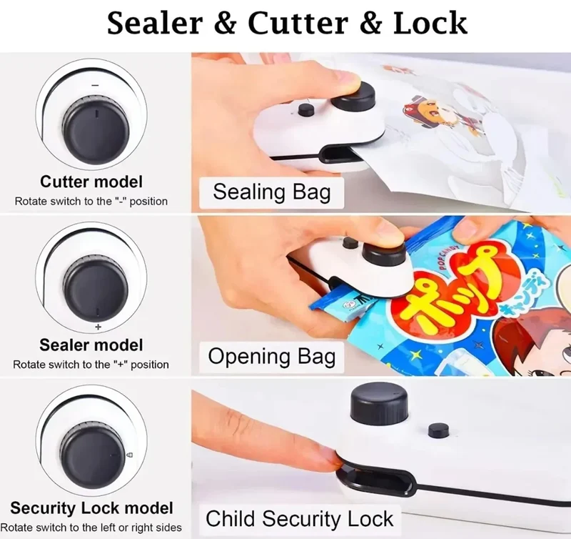 Rechargable USB 2 In 1 Bag Mini Heat Sealer Storage Bag Plastic Package Snack Sealer Clip Bag Handheld Heat Sealer Bag 2026