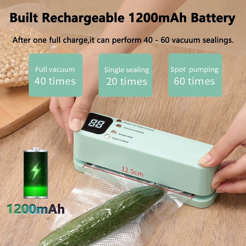 Vacuum Sealer Portable Mini Food Sealer USB Rechargeable Wireless Food Package Plastic Bags Automatic Vacuum Sealing Machine