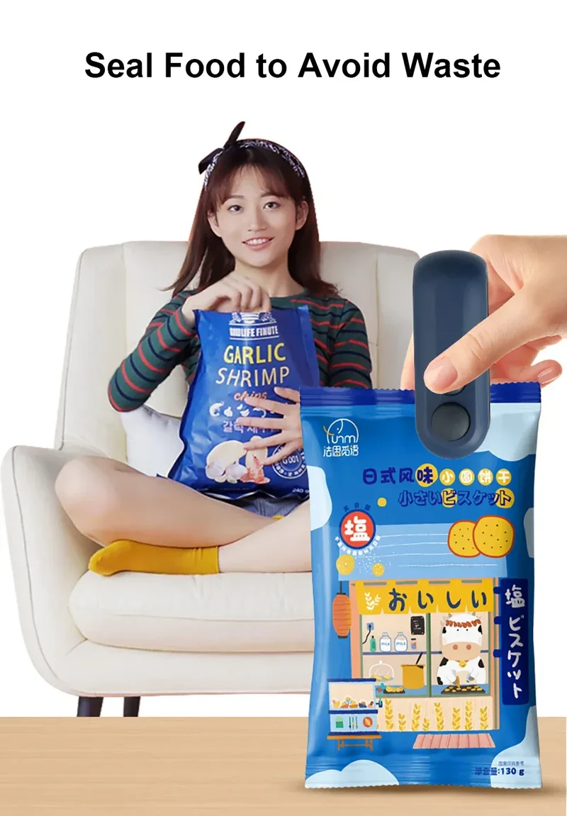 Mini Plastic Bag Sealer Rechargeable 2 in 1 Bag Heat Sealer With Cutter Portable Thermal Sealer Plastic Bags Sealant Machine
