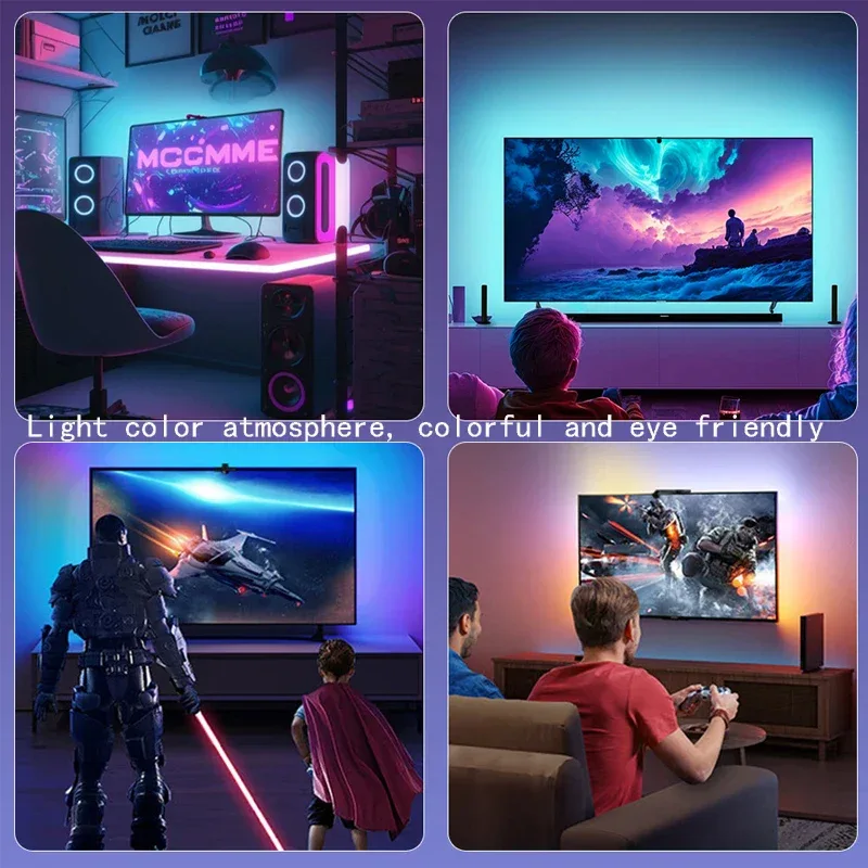 New TV LED SYNC Backlight RGBIC LED Strip with Color Capture Bluetooth Music SYNC USB Light Strip for Movie Game Atmosphere