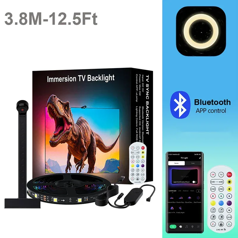 New TV LED SYNC Backlight RGBIC LED Strip with Color Capture Bluetooth Music SYNC USB Light Strip for Movie Game Atmosphere