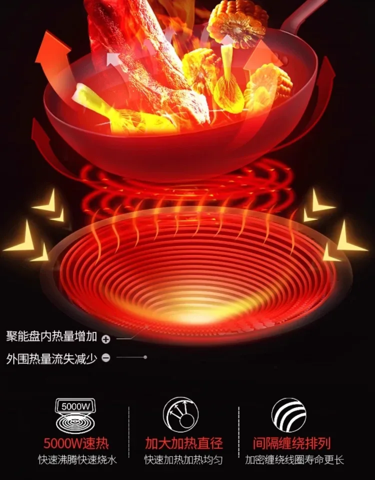 Commercial induction cooker household concave high-power 5000 cooking electric wok stainless steel electromagnetic stove