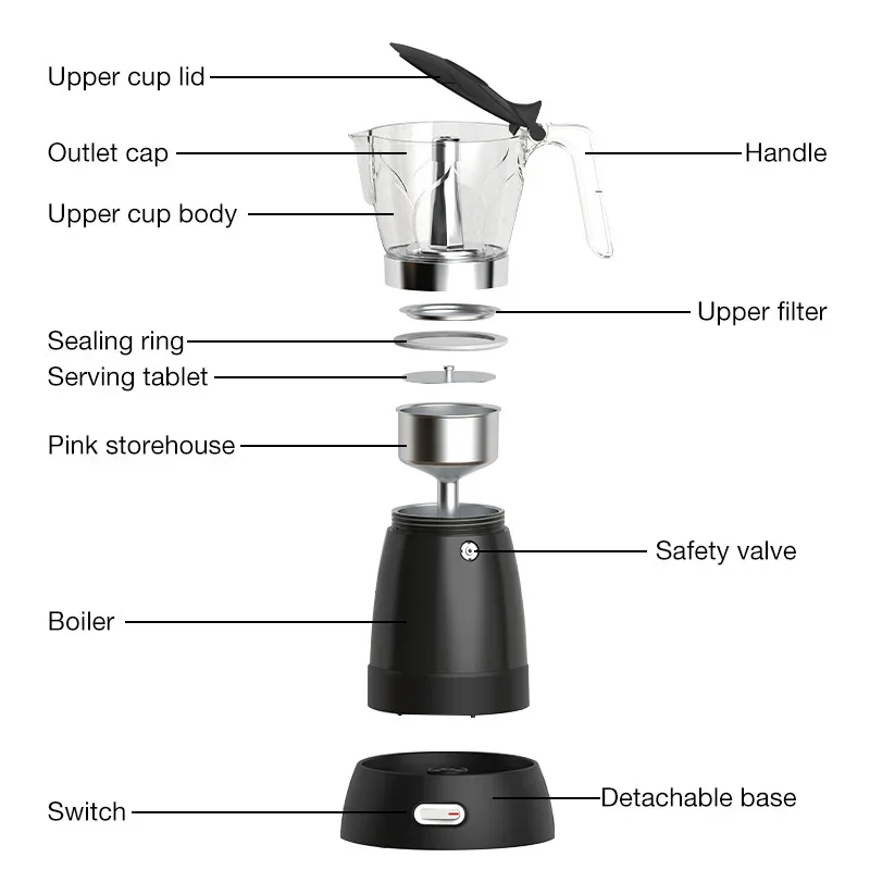 Coffee Maker Coffee Pot Portable Aluminum Electric Moka Pot White New Style