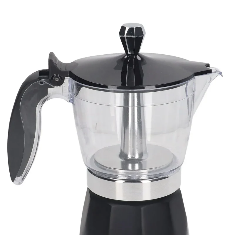 Portable 6 Cup Electric Coffee Maker Transparent Top Italian Coffee Pot Machine 300ML for Home