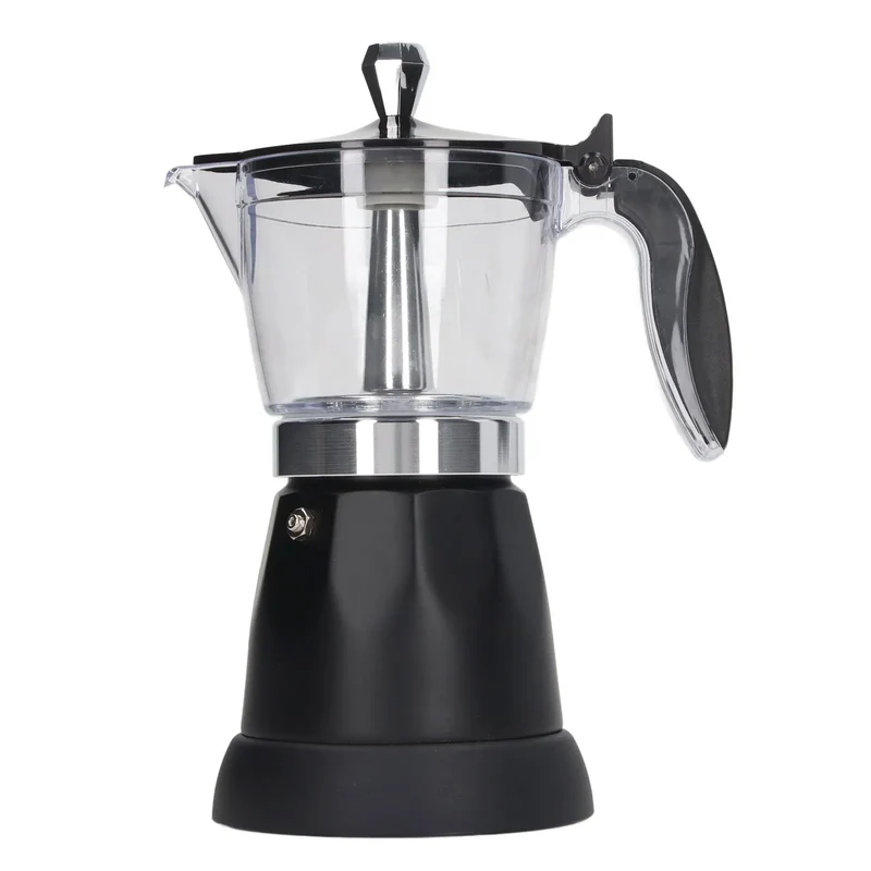 Portable 6 Cup Electric Coffee Maker Transparent Top Italian Coffee Pot Machine 300ML for Home
