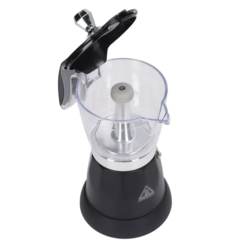 Portable 6 Cup Electric Coffee Maker Transparent Top Italian Coffee Pot Machine 300ML for Home