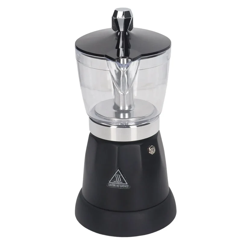 Portable 6 Cup Electric Coffee Maker Transparent Top Italian Coffee Pot Machine 300ML for Home