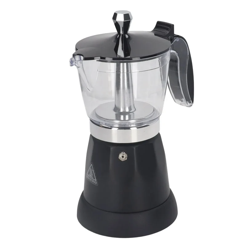 Portable 6 Cup Electric Coffee Maker Transparent Top Italian Coffee Pot Machine 300ML for Home