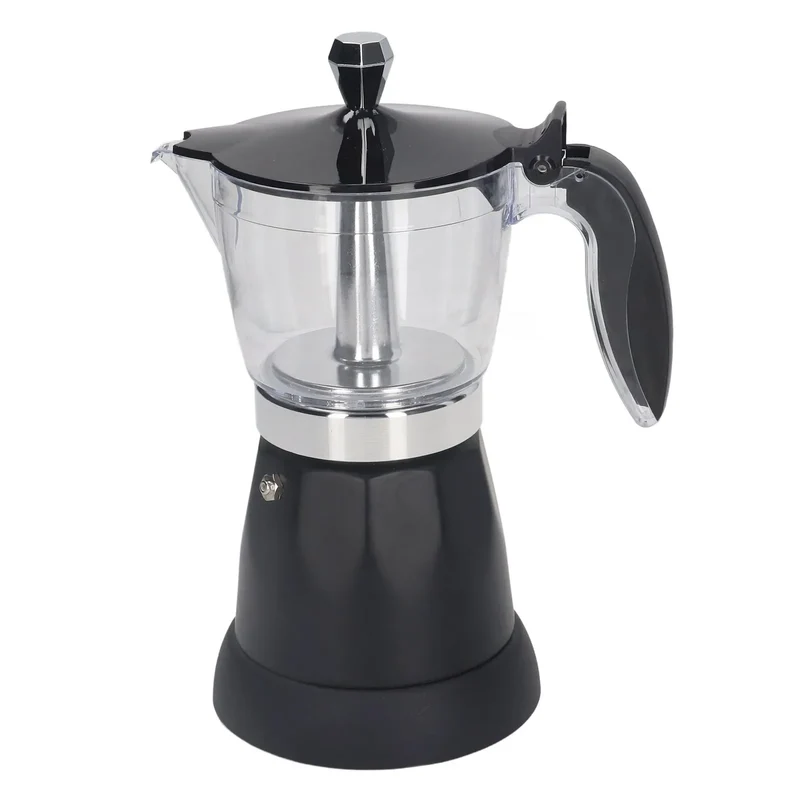 Portable 6 Cup Electric Coffee Maker Transparent Top Italian Coffee Pot Machine 300ML for Home