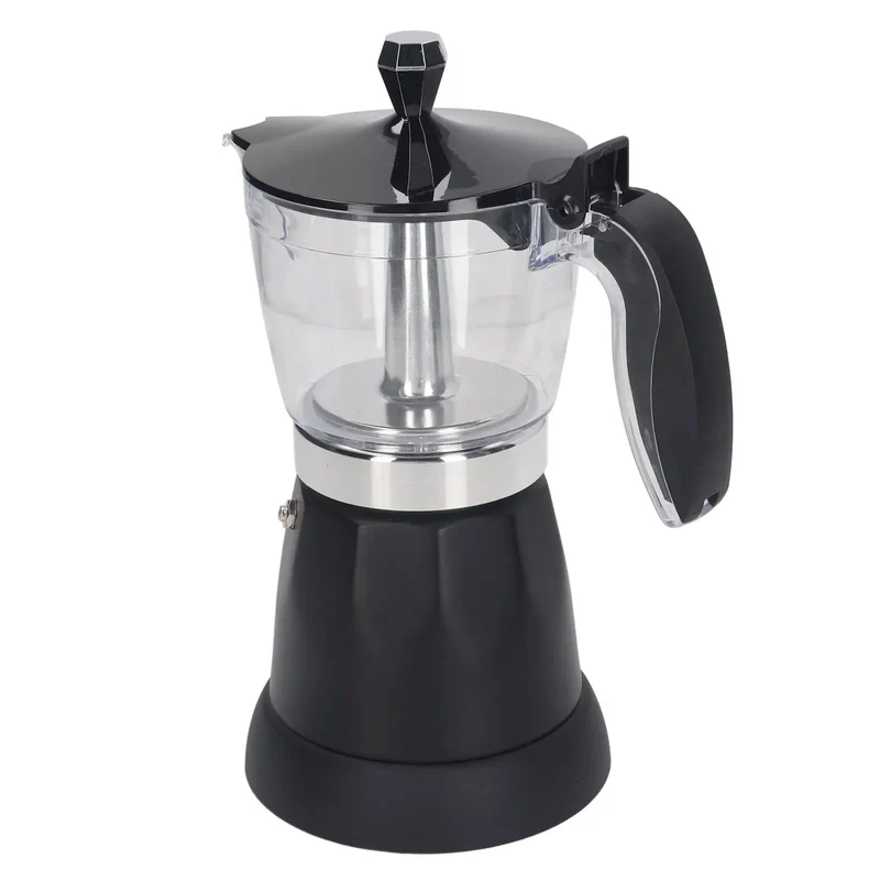 Portable 6 Cup Electric Coffee Maker Transparent Top Italian Coffee Pot Machine 300ML for Home