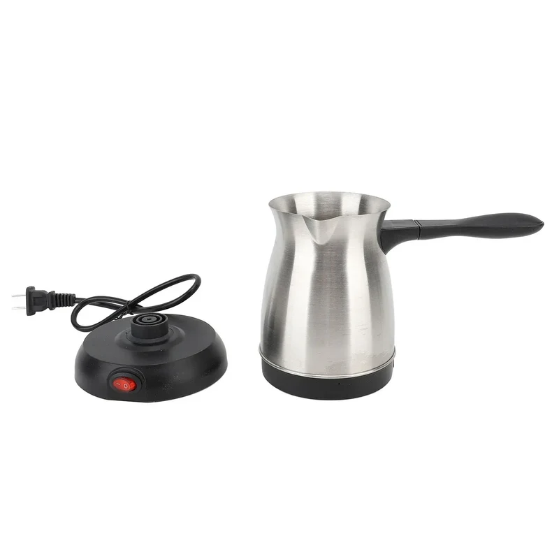 600ML Stainless Steel Electric Coffee Pot with Ergonomic Handle Turkish Coffee Maker Kettle for Home