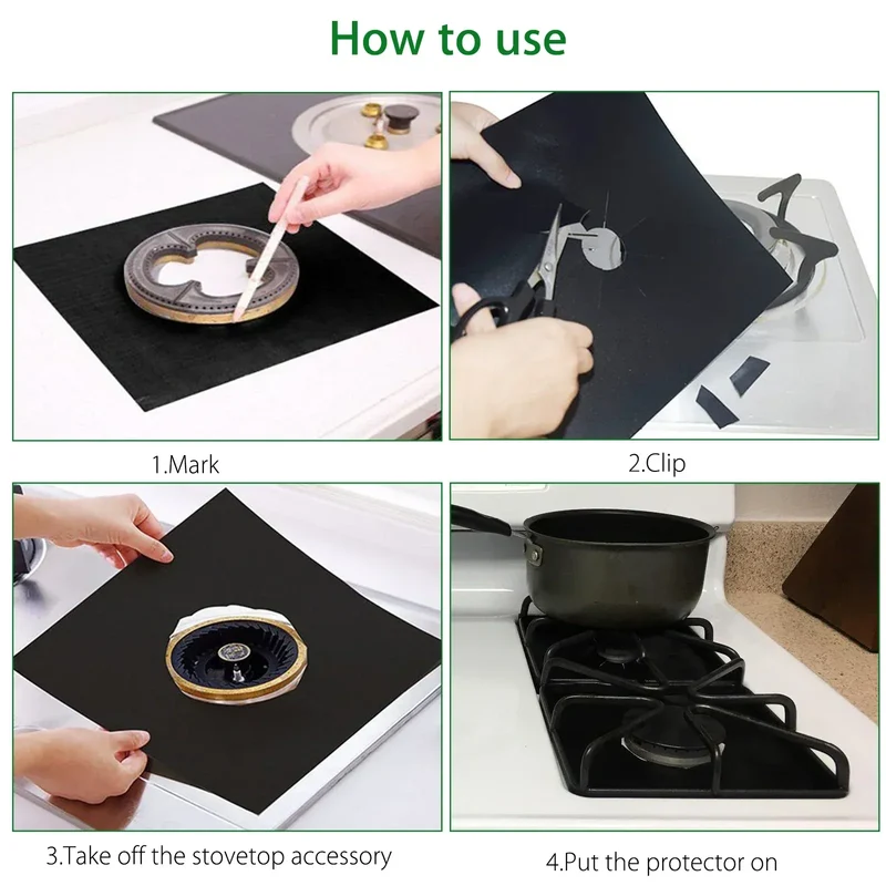 1/4PCS Gas Stove Protector Stovetop Burner Covers Kitchen Accessories Washable Mat Cooker Cover cooking stove cover