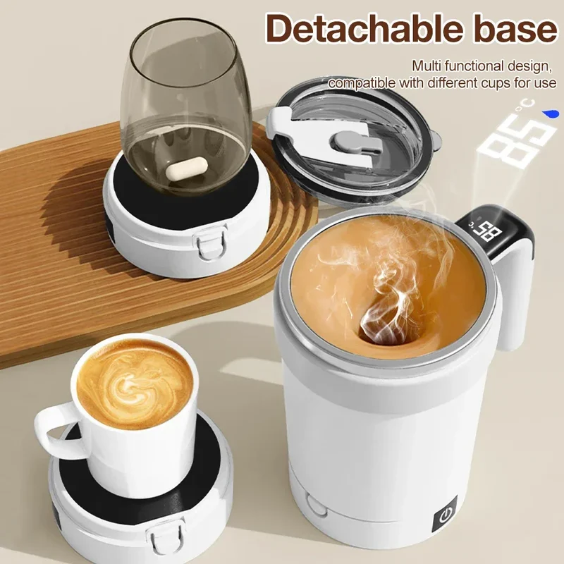 380ML Automatic Magnetic Stirring Mug with Straw & Lid Stainless Steel Waterproof USB Electric Mixing Coffee Mug 2025 New