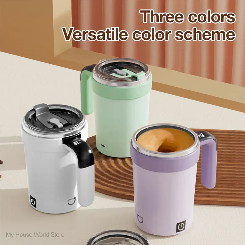 380ML Automatic Magnetic Stirring Mug with Straw & Lid Stainless Steel Waterproof USB Electric Mixing Coffee Mug 2025 New