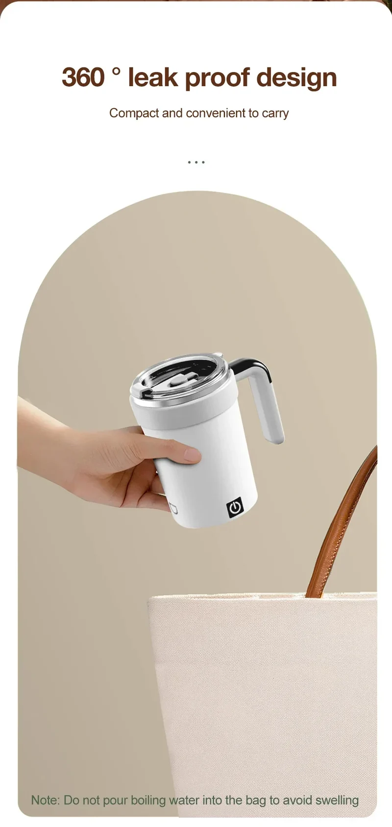 380ML Automatic Magnetic Stirring Mug with Straw & Lid Stainless Steel Waterproof USB Electric Mixing Coffee Mug 2025 New