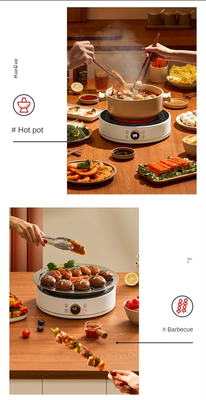 New Electric Ceramic Stove Home Mini Tea Cooker 2000W High Power Induction Cooktop Round Induction Cooker Kitchen Appliances 인덕션