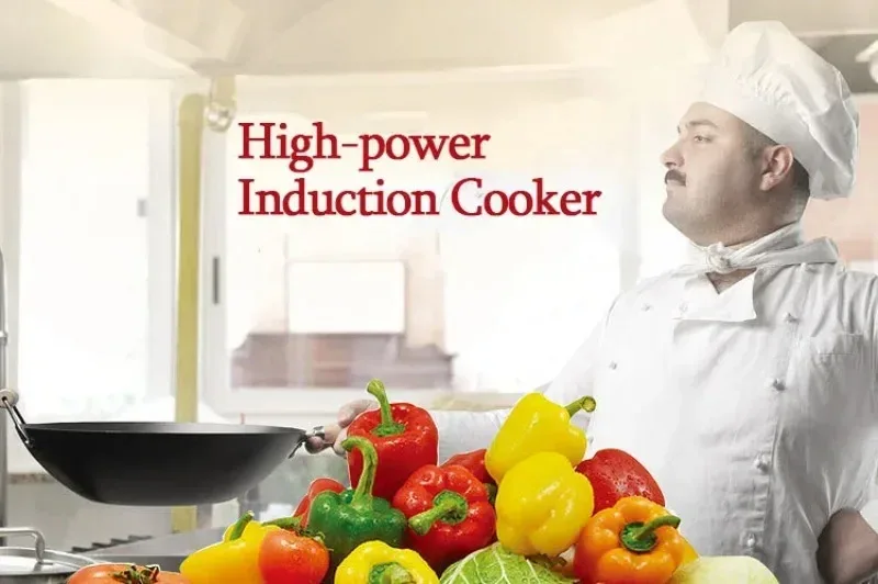 3500W Home High Power Induction Cooker Commercial Flat Desktop Button Stainless Steel Soup Stir-fry Flat Bottom Induction Cooker