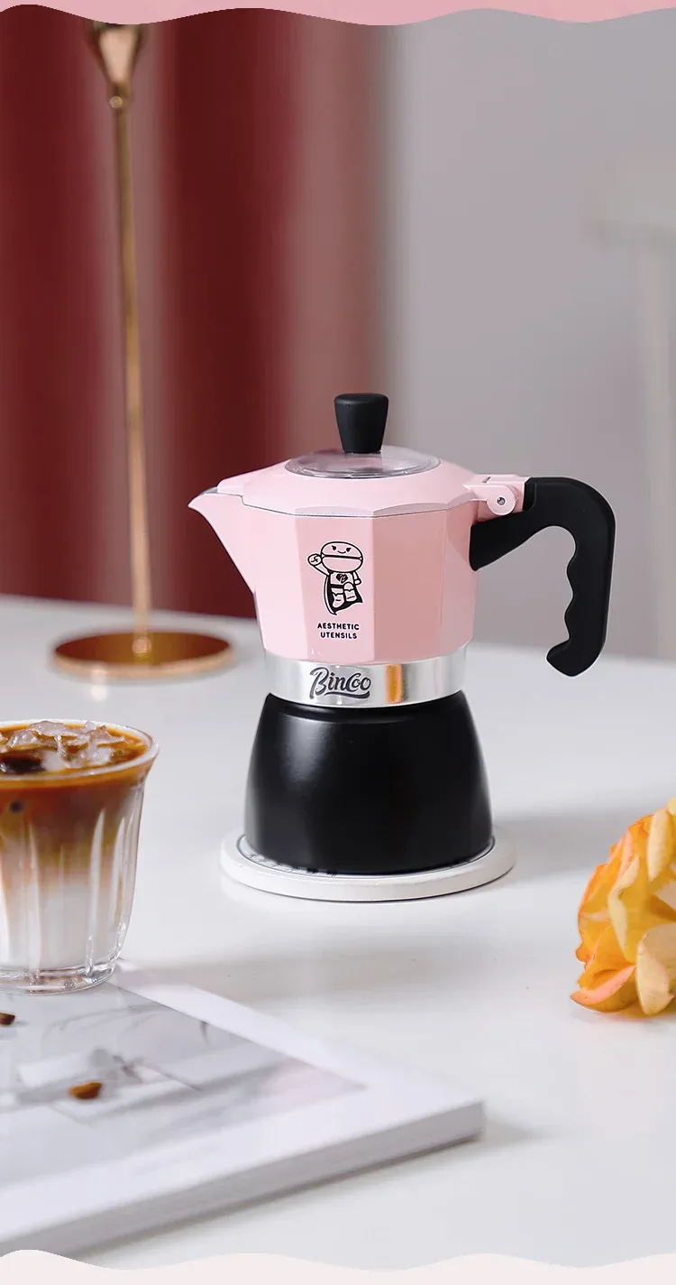Bincoo Double valve Moka Pot Electric Stove Set Coffee Pot Household Italian Espresso Machine Mocha Pot Barista Accessories 220V