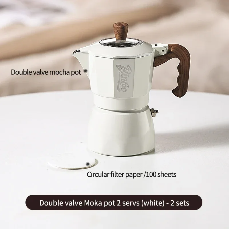 Bincoo Double valve Moka Pot Electric Stove Set Coffee Pot Household Italian Espresso Machine Mocha Pot Barista Accessories 220V
