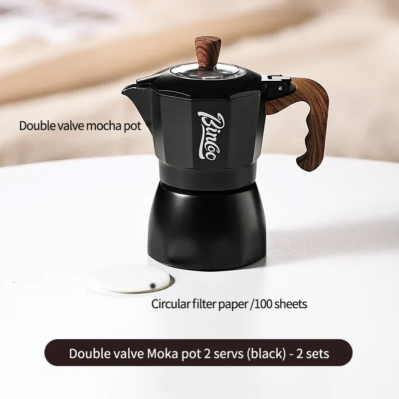 Bincoo Double valve Moka Pot Electric Stove Set Coffee Pot Household Italian Espresso Machine Mocha Pot Barista Accessories 220V