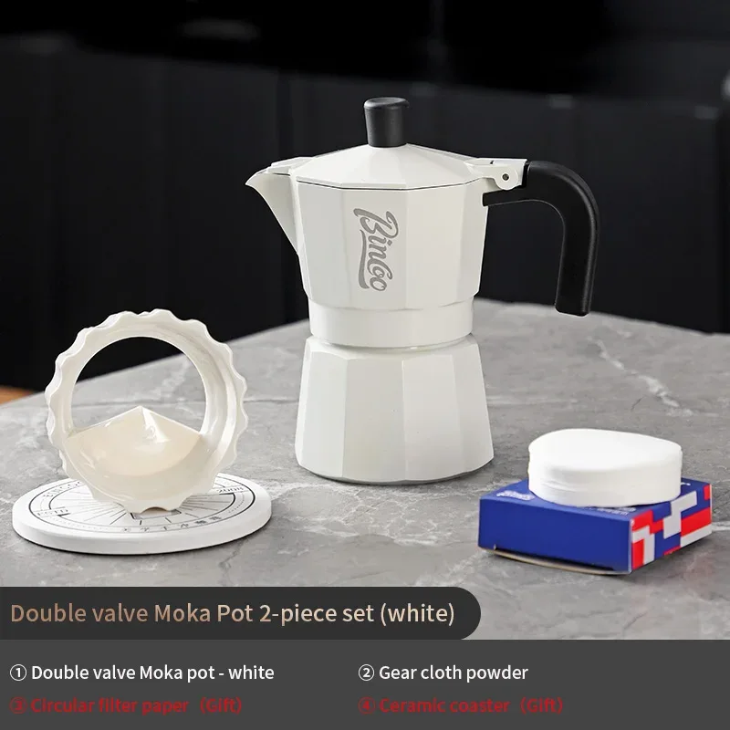 Bincoo Double Valve Moka Pot Coffee Espresso Machine Electric furnace Hand Brewed Coffee Italian Home Outdoor Barista Tools 220V