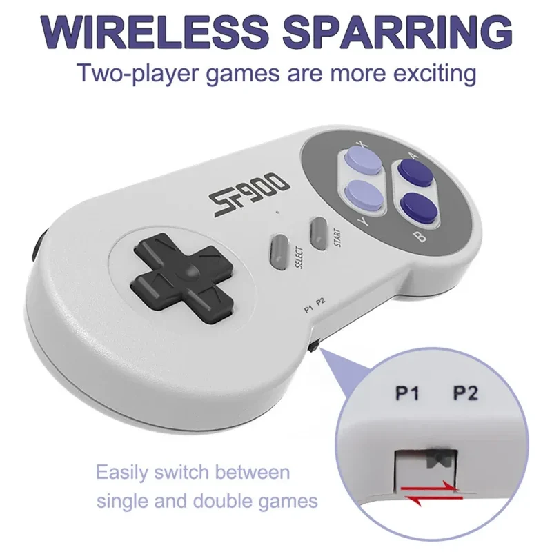 SF900 Video Game Console For Super Nintendo SNES NES Built in 4700 Game Stick TV Player with 2 Wireless Game Controller Gamepad