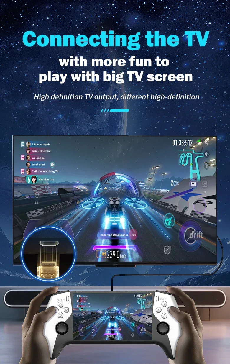 Multifunctional 5 Inch IPS HD Retro Handheld Game Console SF3500 Support Multi-System with FHD Port& Dual Core,256GB Expandable