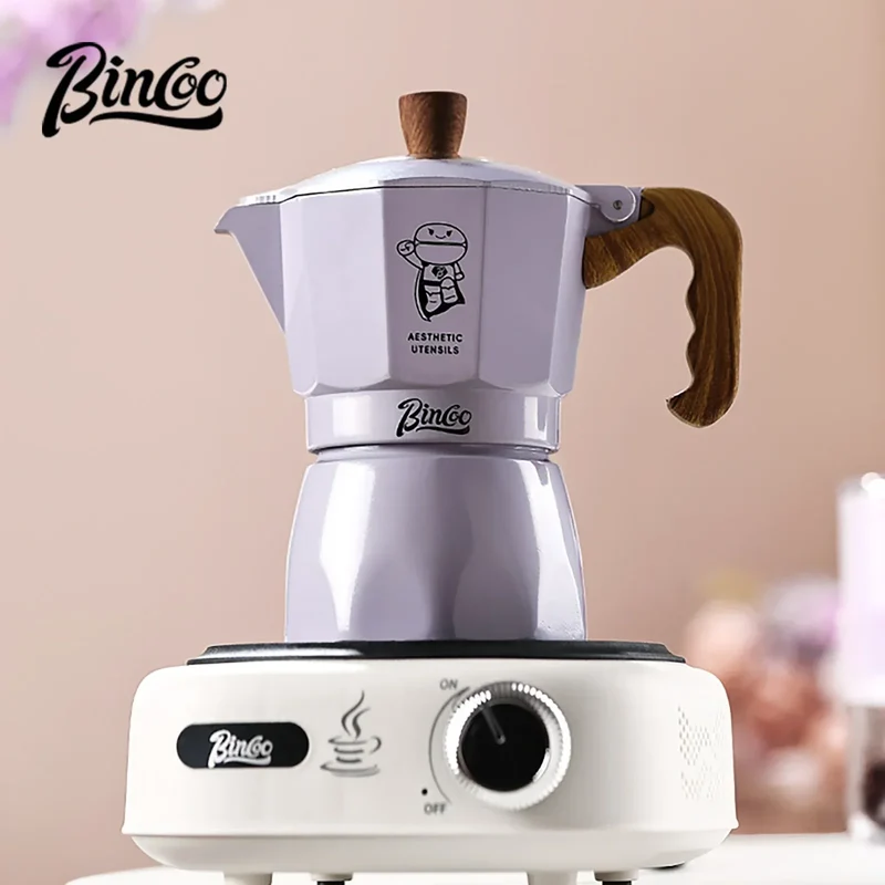 Double Valve Moka Pot Coffee Mocha Pot Set Espresso Moka Pot Electric Stove Heated Brewed Coffee Pot Italian Barista Tools 220v