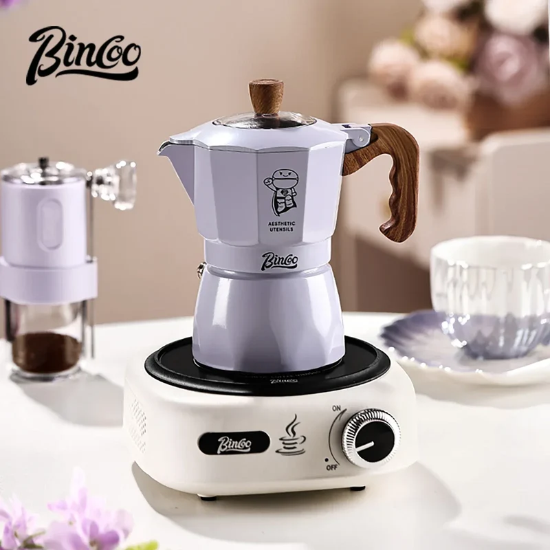 Double Valve Moka Pot Coffee Mocha Pot Set Espresso Moka Pot Electric Stove Heated Brewed Coffee Pot Italian Barista Tools 220v