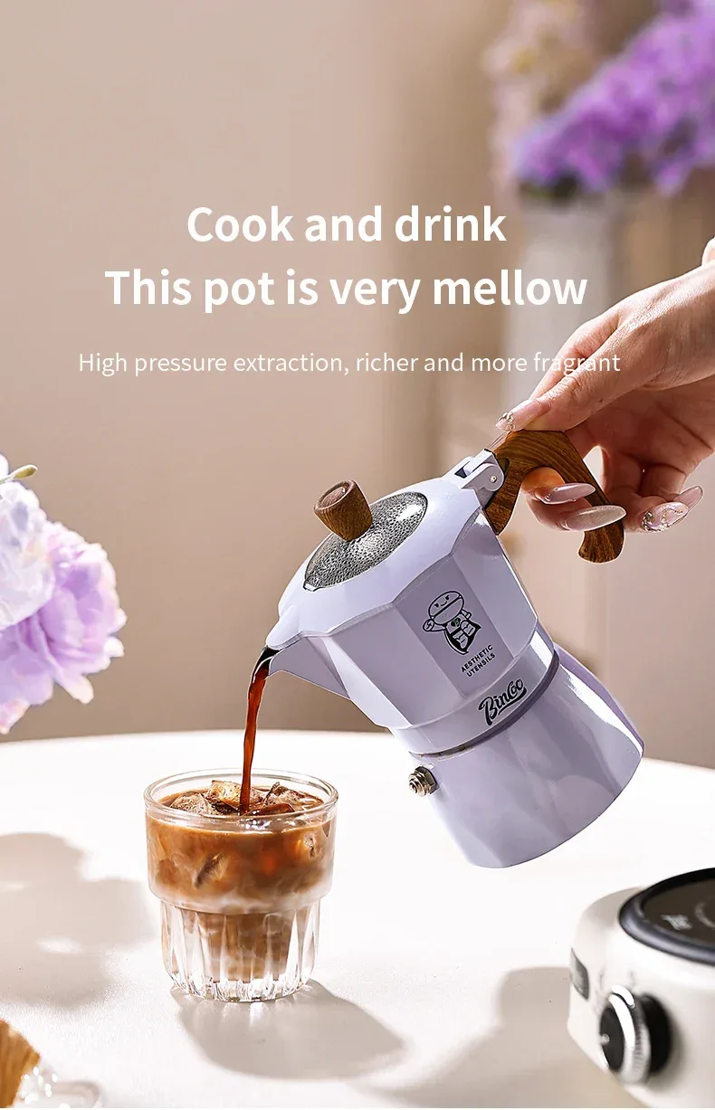 Double Valve Moka Pot Coffee Mocha Pot Set Espresso Moka Pot Electric Stove Heated Brewed Coffee Pot Italian Barista Tools 220v