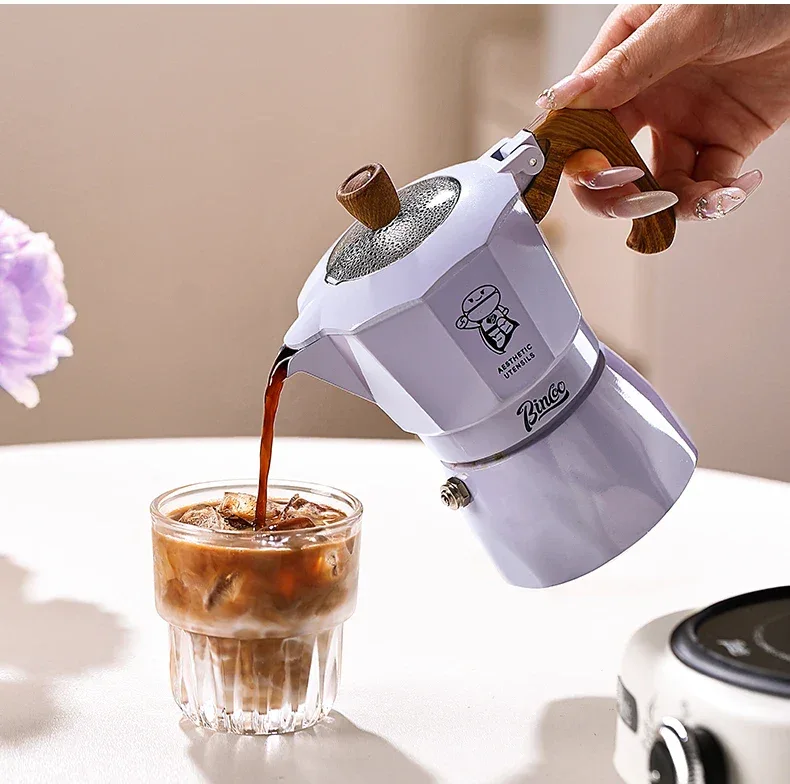 Double Valve Moka Pot Coffee Mocha Pot Set Espresso Moka Pot Electric Stove Heated Brewed Coffee Pot Italian Barista Tools 220v