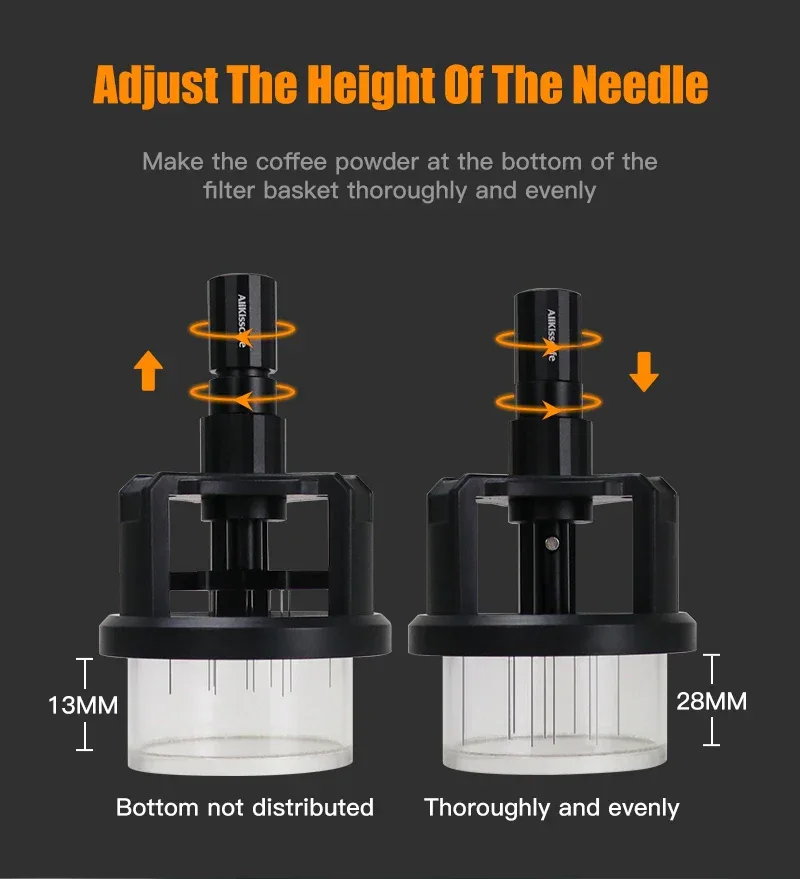 ALIKISSCAFE WDT Tools Rotary 51mm 54mm 58mm Espresso Stirrer Needle Distributor Magnetic Coffee Maker Accessories Barista Tools