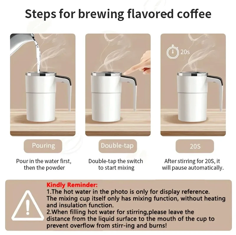 380ML Mini Electric Coffee Self Mixing Mug IP67 Waterproof Food Safe Coffee Mug USB Rechargeable Automatic Magnetic Cup For Tea