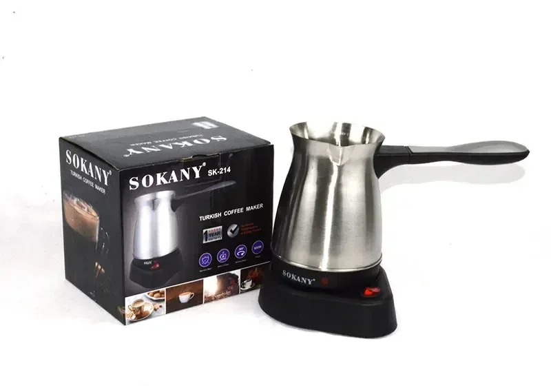600W Turkish Electric Coffee Maker, 500ml Detached Italian Moka Pot, Stainless Steel Material, Arabic Portable Espresso Machine