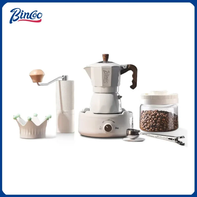 Bincoo Dual Valve Moka Pot Espresso Machine Extraction Coffee Mocha Pot，Electric Heating Furnace Italian Home Barista Tool 220V