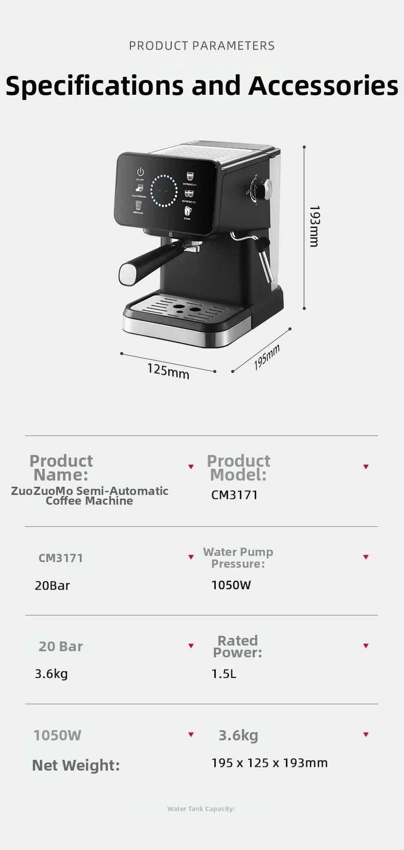 20Bar Pressure, Dual Brew (Hot/Cold), Smart Touchscreen, Milk Frother, Fast Heating, Energy Saving - Perfect for Home Baristas
