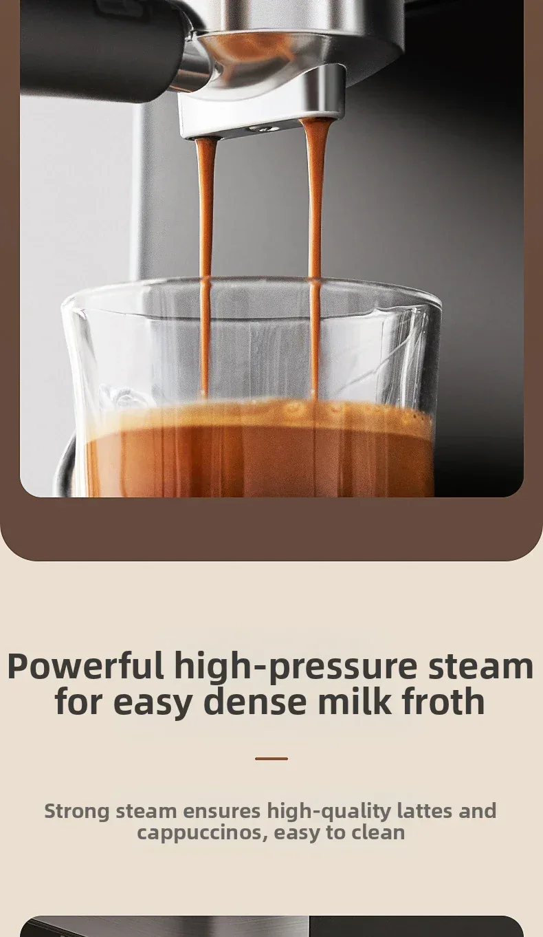 Small Semi-Automatic Espresso Coffee Maker For Home Use, High-Pressure Steam Whipped Milk And Brewed Coffee Pot Espresso Maker