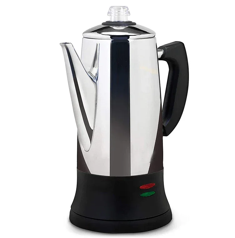 1.8L Electric Coffee Percolator 12 Cup Stainless Steel Coffee Pot with Keep Warm Function Reusable Filter Basket Coffee Maker